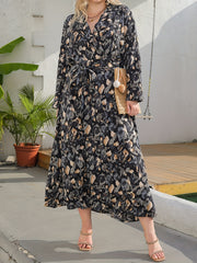  Allover Print Long Sleeve Maxi Dress