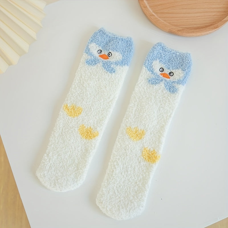 5 Pairs Cartoon Fuzzy Socks Women's Stockings