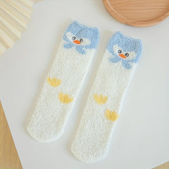 5 Pairs Cartoon Fuzzy Socks Women's Stockings