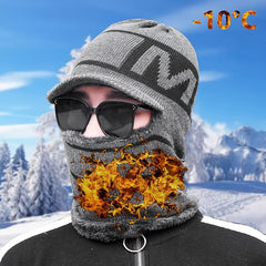 Men's Knitted Hat Muffler Autumn Winter Warm Windproof Wool Hat