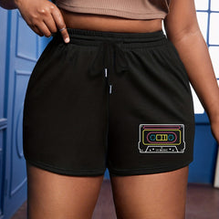  Casual Shorts Women's Plus Graphic Print Sporty Shorts