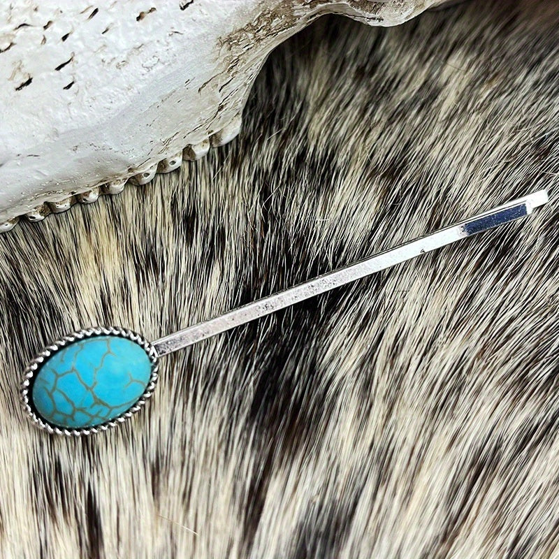 Vintage Turquoise Alloy Hair Clip Western Style Hair Accessories