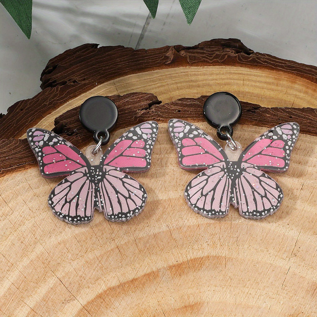 Butterfly Pendant Retro Dangle Earrings Acrylic Jewelry Gift For Women Girls