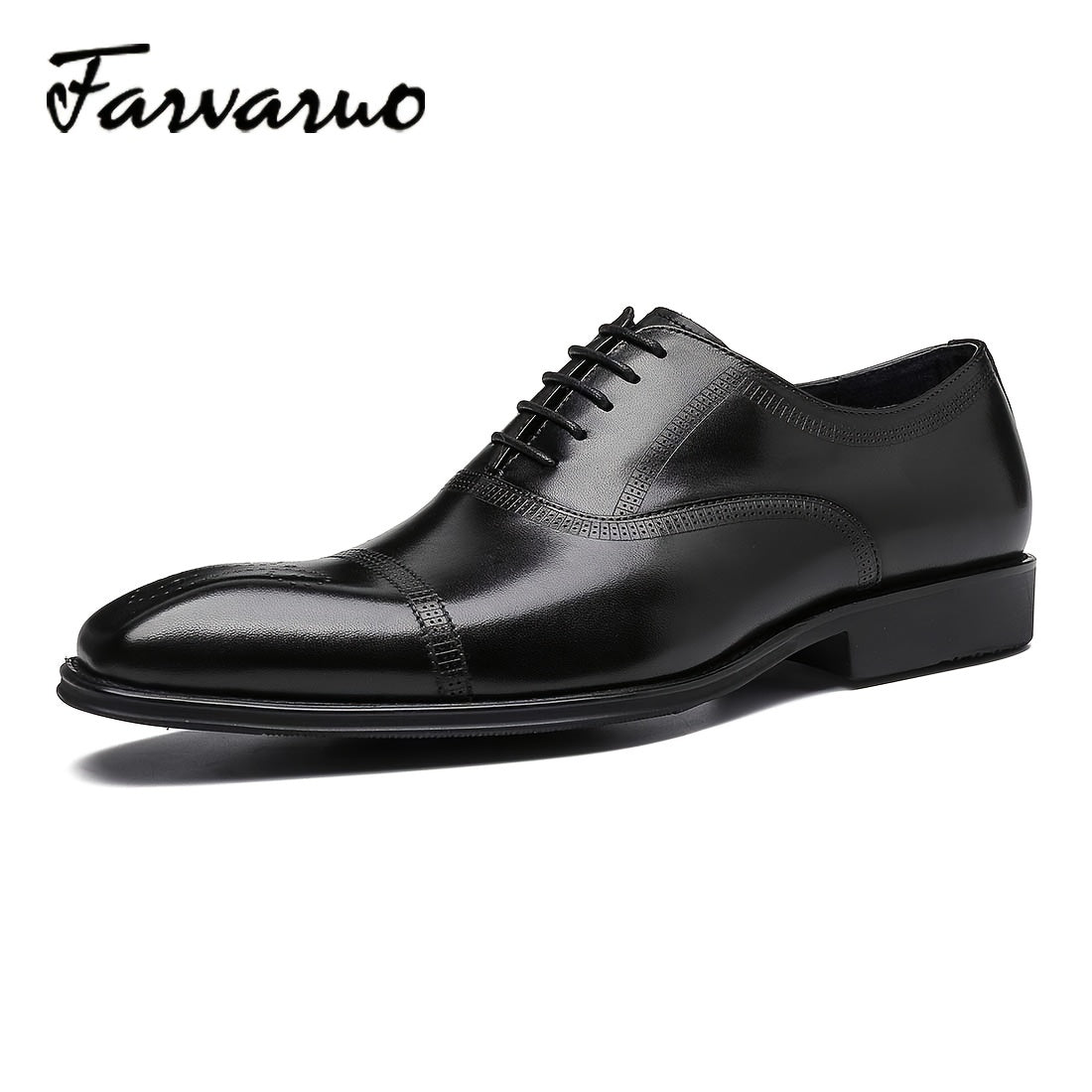 FARWARWO Men's Leather Oxford Shoes Pointed Toe Formal Comfortable Dress Shoes