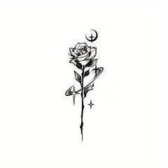 Rose In Starry Night Waterproof Tattoo Sticker