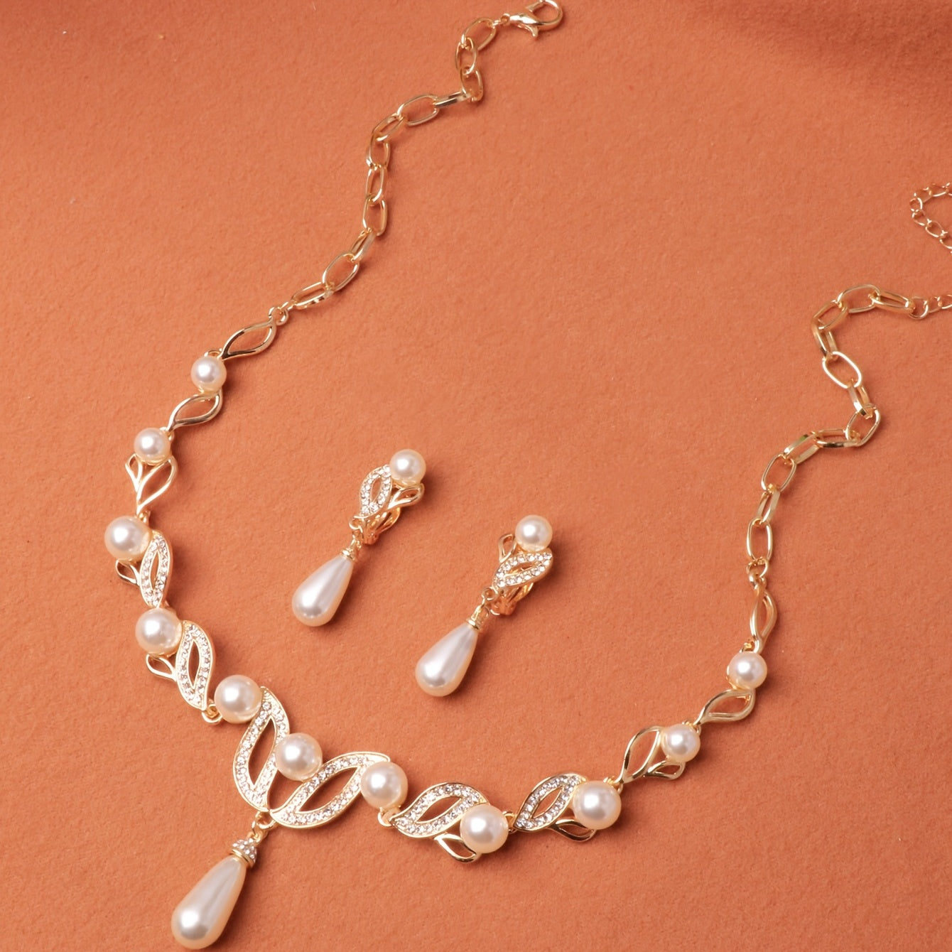 DIY Pearl Necklace Earrings Set Women's Jewelry