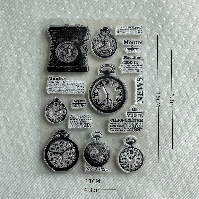 Retro Clock Series Stamp Flower Silicone Stamp
