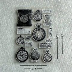 Retro Clock Series Stamp Flower Silicone Stamp