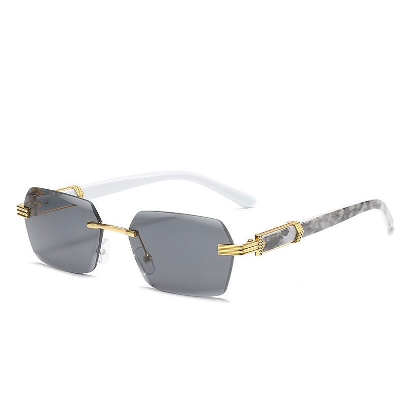 Rectangle Frameless Vintage Rimless Sunglasses for Women Men