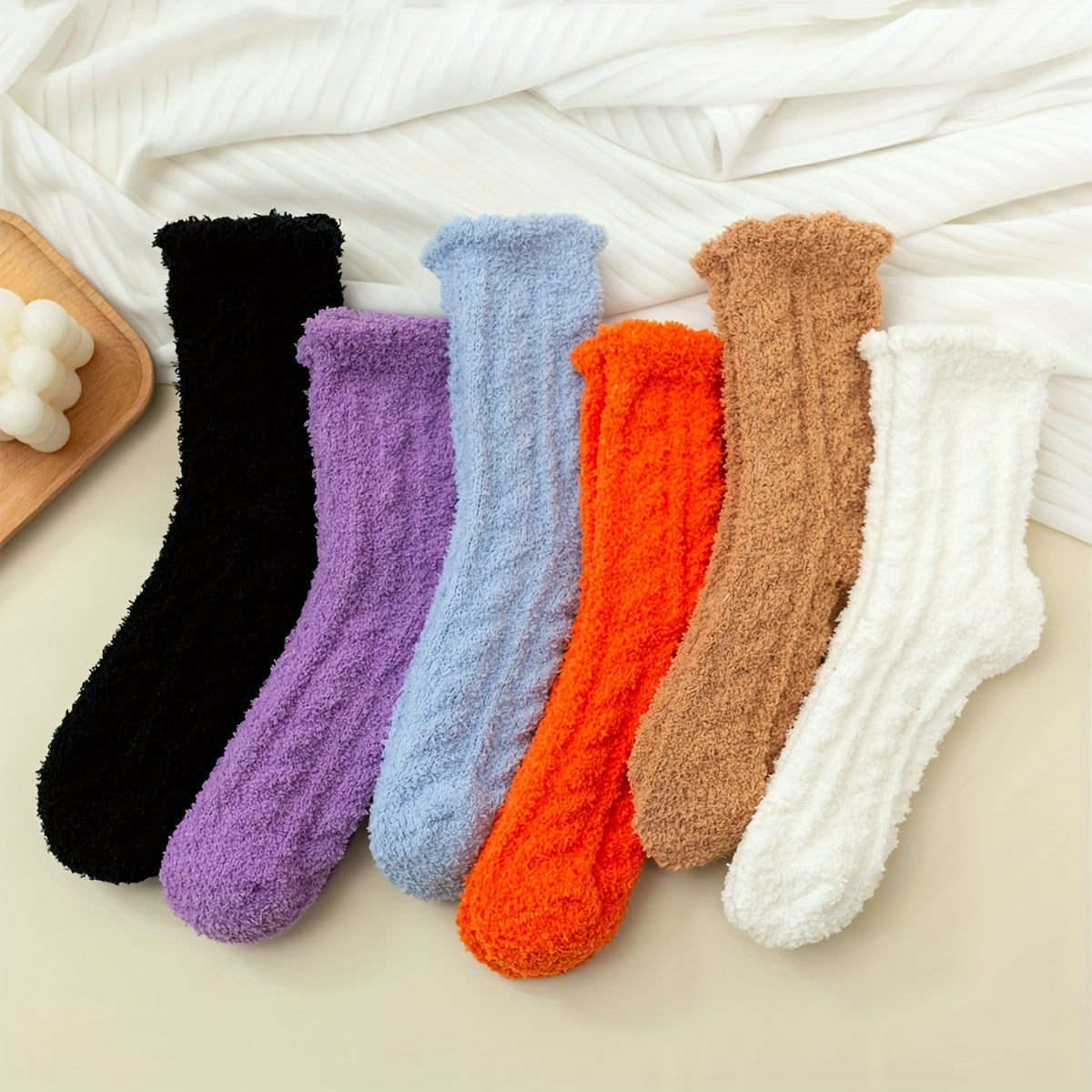 6 Pairs Fuzzy Socks Warm & Cozy Women's Stockings