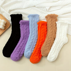 6 Pairs Fuzzy Socks Warm & Cozy Women's Stockings