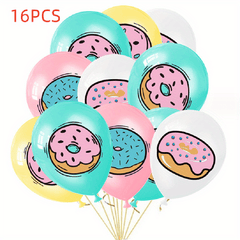 16pcs Donut Theme Latex Balloons Kids Birthday Party Decoration Set