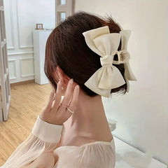 Sweet Beige Bow Hair Claw Clip Minimalist Hair Accessories