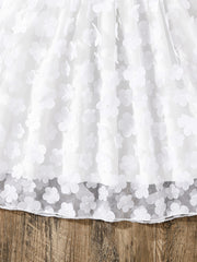 Girls' Flowers Appliques Smocked Princess Dress