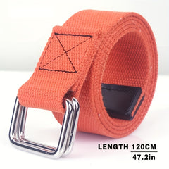 1pc Double Buckle Woven Canvas Belt for Men