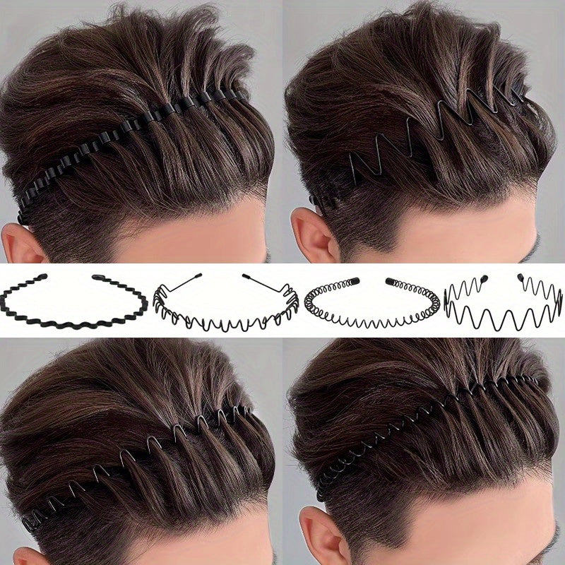 5pcs Metal Wavy Hair Head Band Spring Sports Hair Band Headwear Hair Hoop