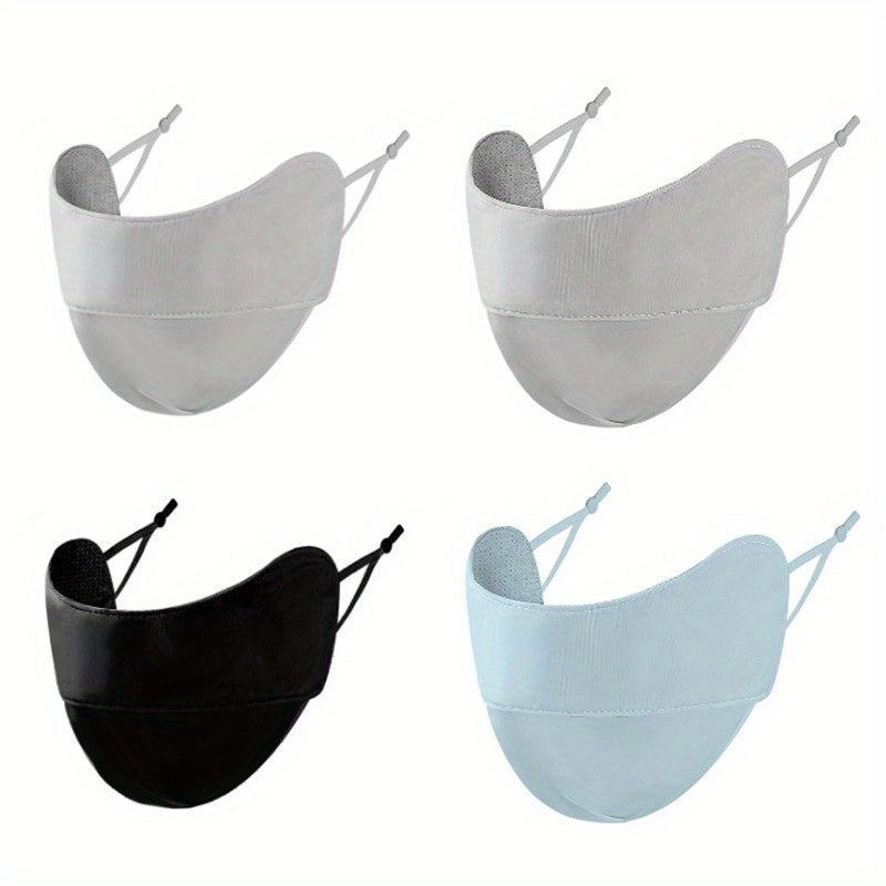 4pc Reusable Sunshade Face Mask Gradient UV Protection Washable Ice Silk
