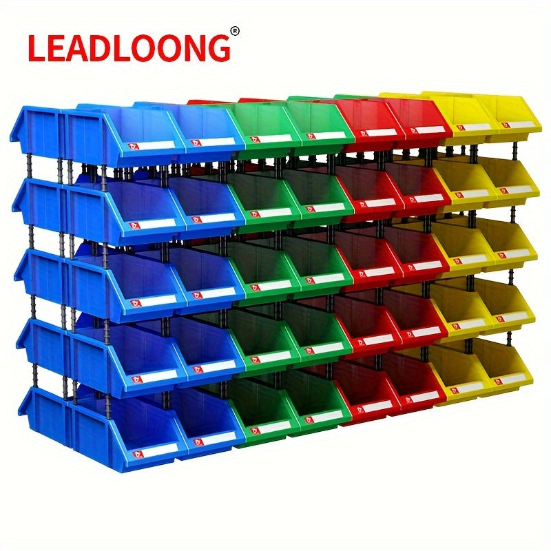 8pcs Plastic Stackable Storage Bins Parts Storage Organizer Garage Supplies
