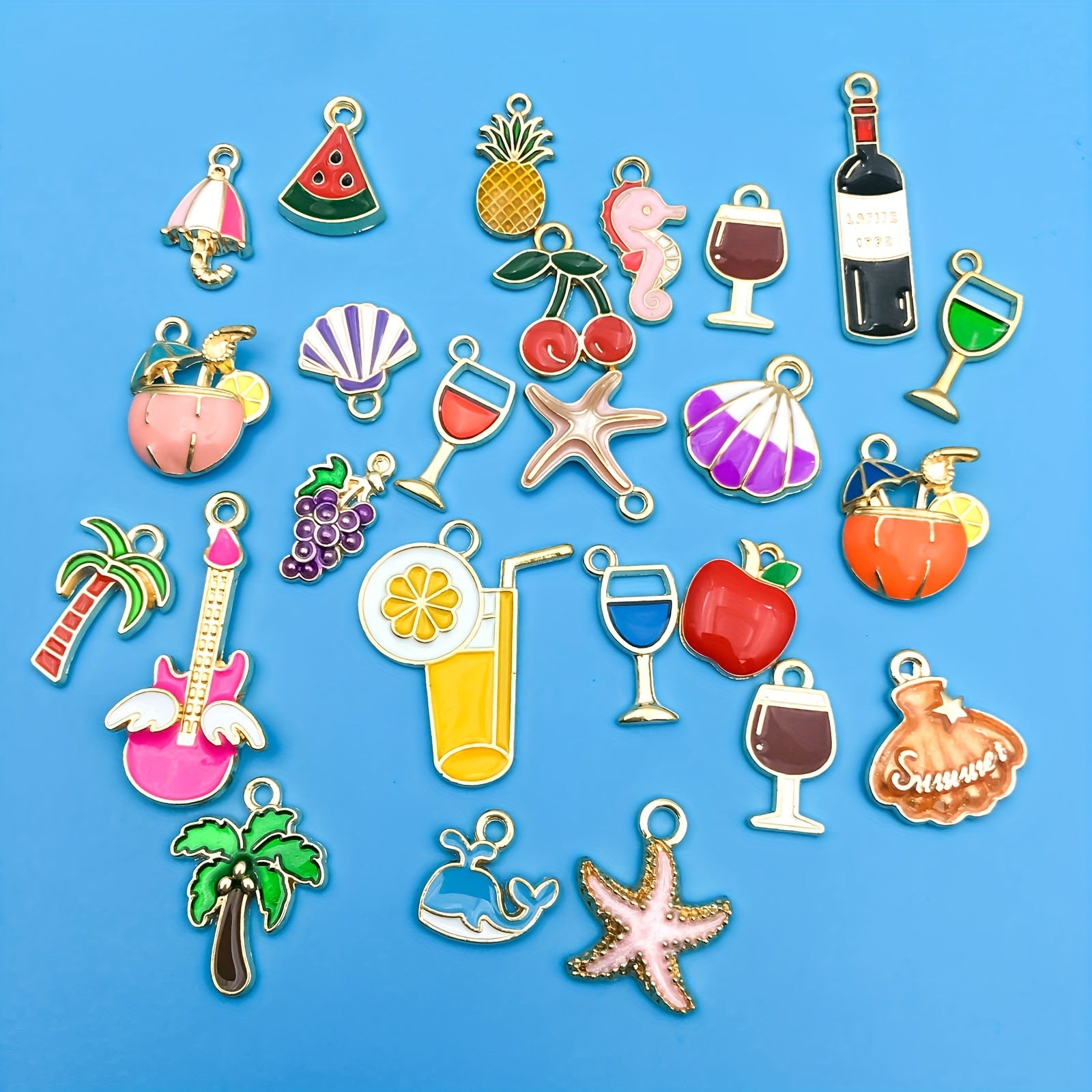 24pcs Enamel Dripping Oil Charms for DIY Jewelry