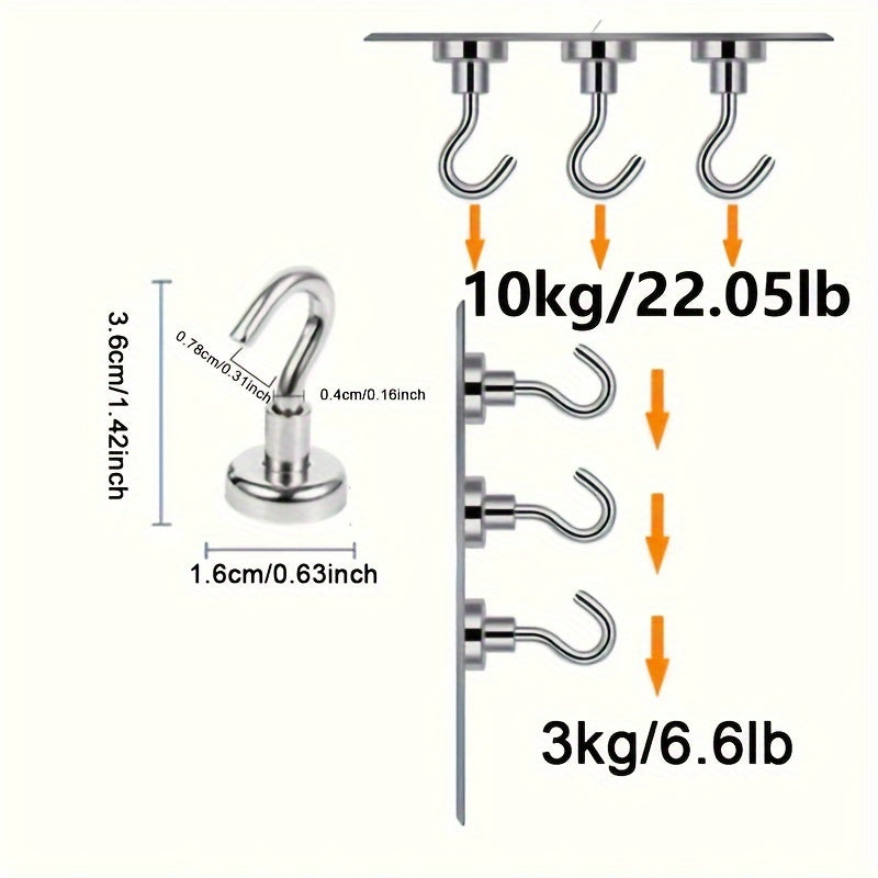 10pcs Strong Magnetic Hooks 11 34KG Heavy Duty For Hanging Grill Kitchen Fridge