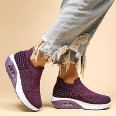 Women's Breathable Knit Slip-On Sneakers with Air Cushion