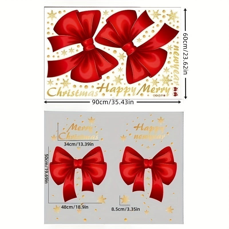Double Sided Christmas Window Clings Decorative Bows Sticker