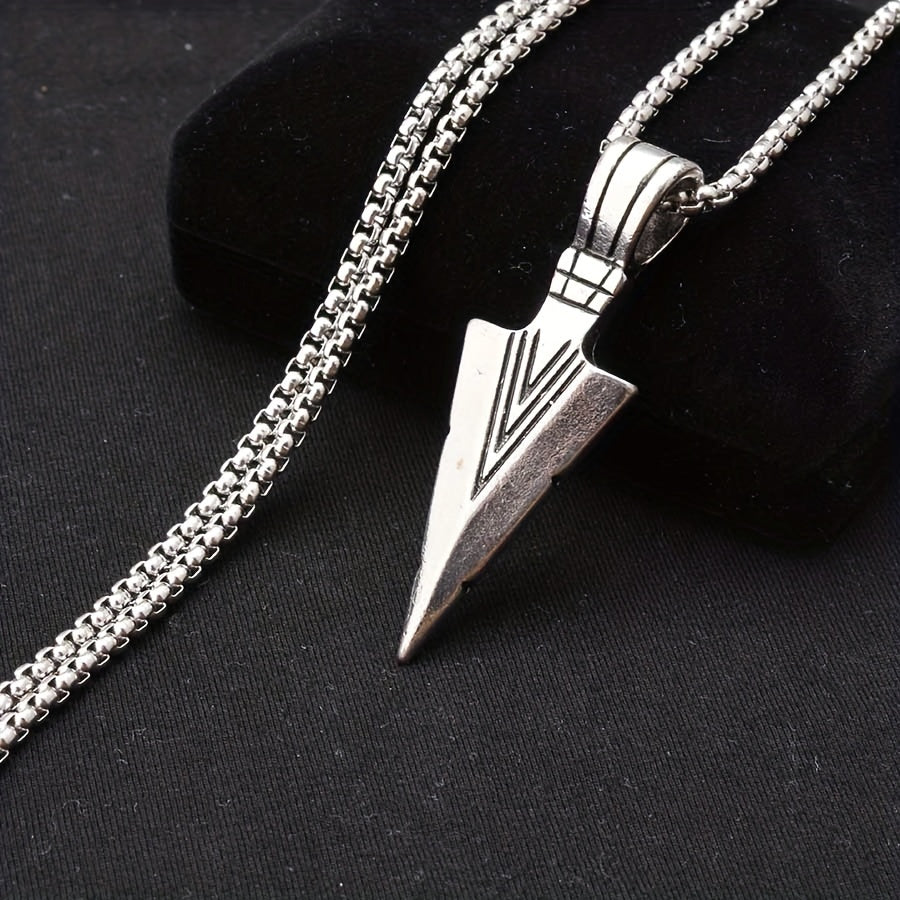 Men's Spearhead Pendant Necklace Street Hip hop Stainless Steel Sweater Chain