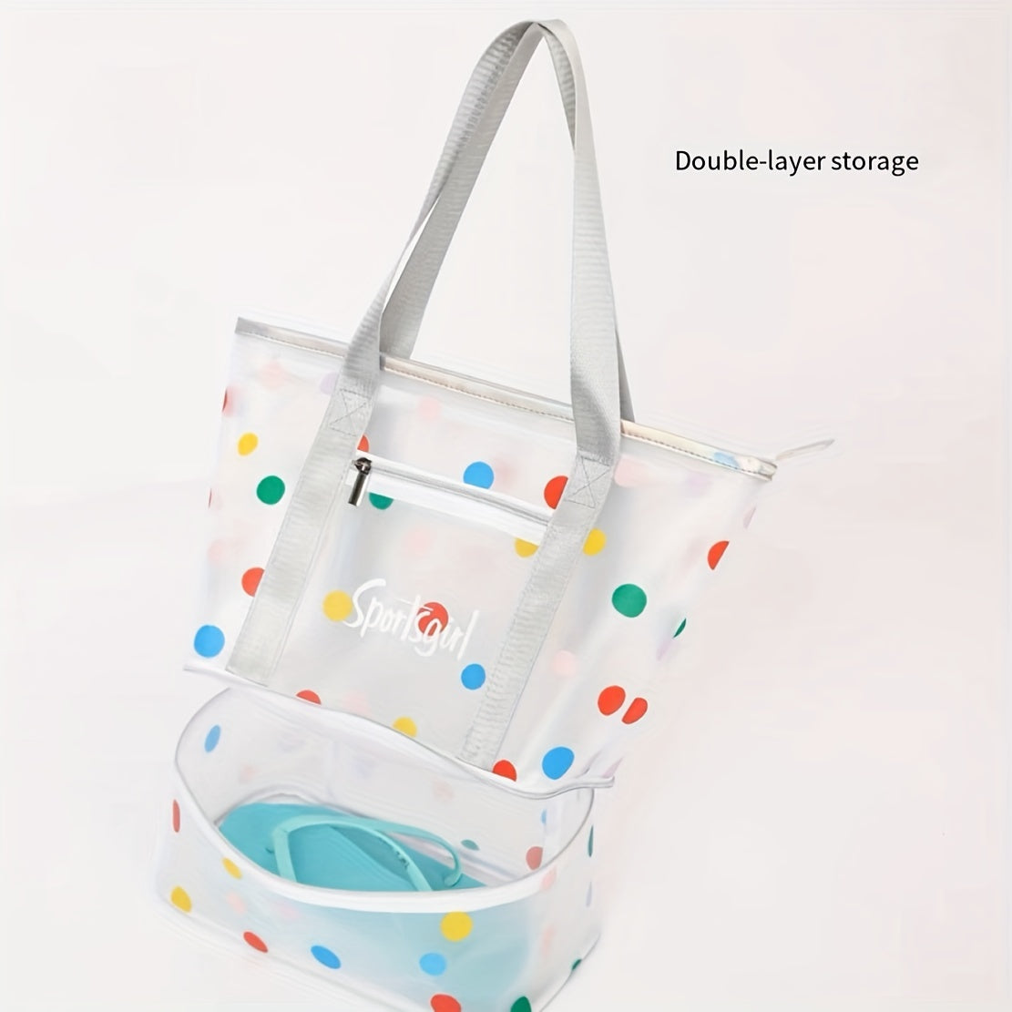 Polka Dot Beach Toiletry Bag Frosted Transparent Storage Large Capacity