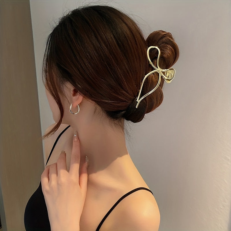 Metal Bowknot Hair Claw Clip Strong Hold Grip Hair Jaw Clip
