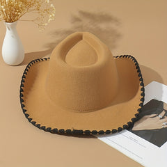 Vintage Western Cowboy Hat Classic Fedora Cap Unisex Warm Felt Sun Hat
