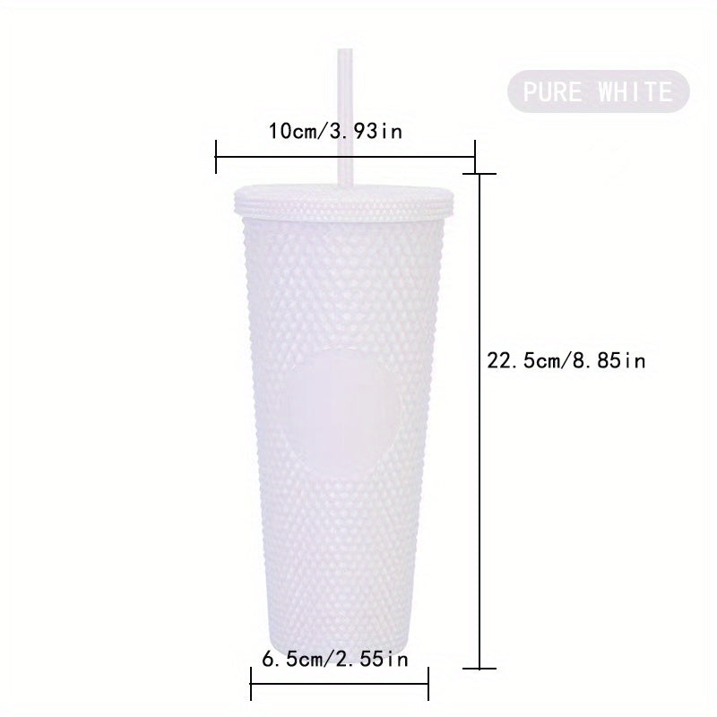 700ml Double Layer Plastic Milk Tea Cup with Straw