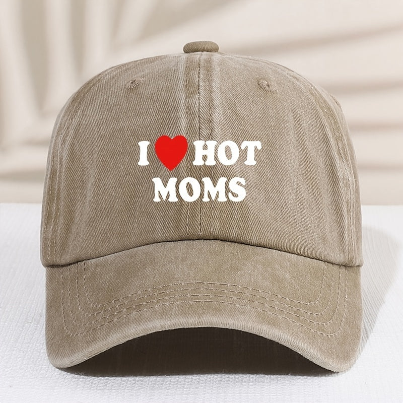 Girl's Mesh Printed I Love My Hot Moms Distressed Baseball Cap For Kids