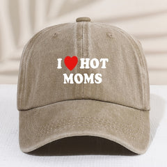 Girl's Mesh Printed I Love My Hot Moms Distressed Baseball Cap For Kids