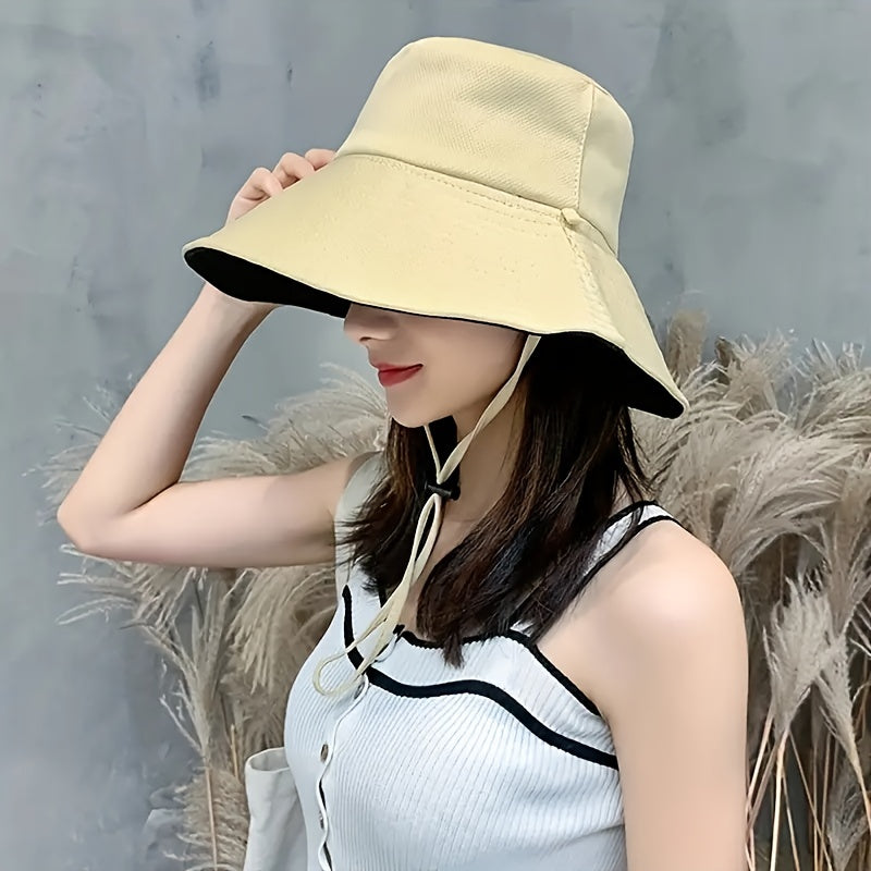 Reversible Bucket Hat UV Protection Travel Beach Hats