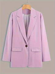  Casual Blazer Women's Plus Solid Long Sleeve Lapel Collar Blazer