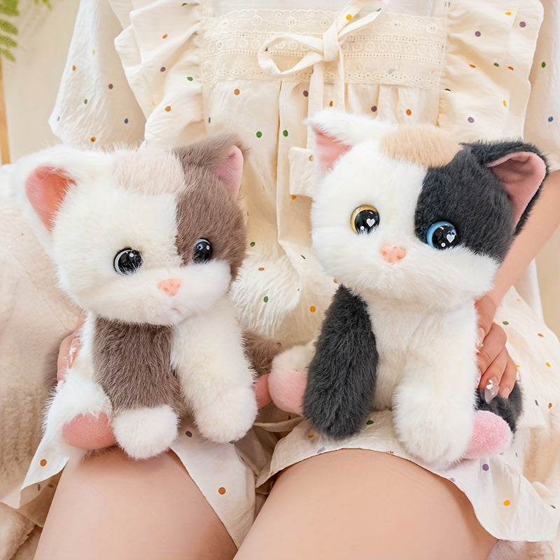 Fluffy Calico Cat Plush Stuffed Animal Toy