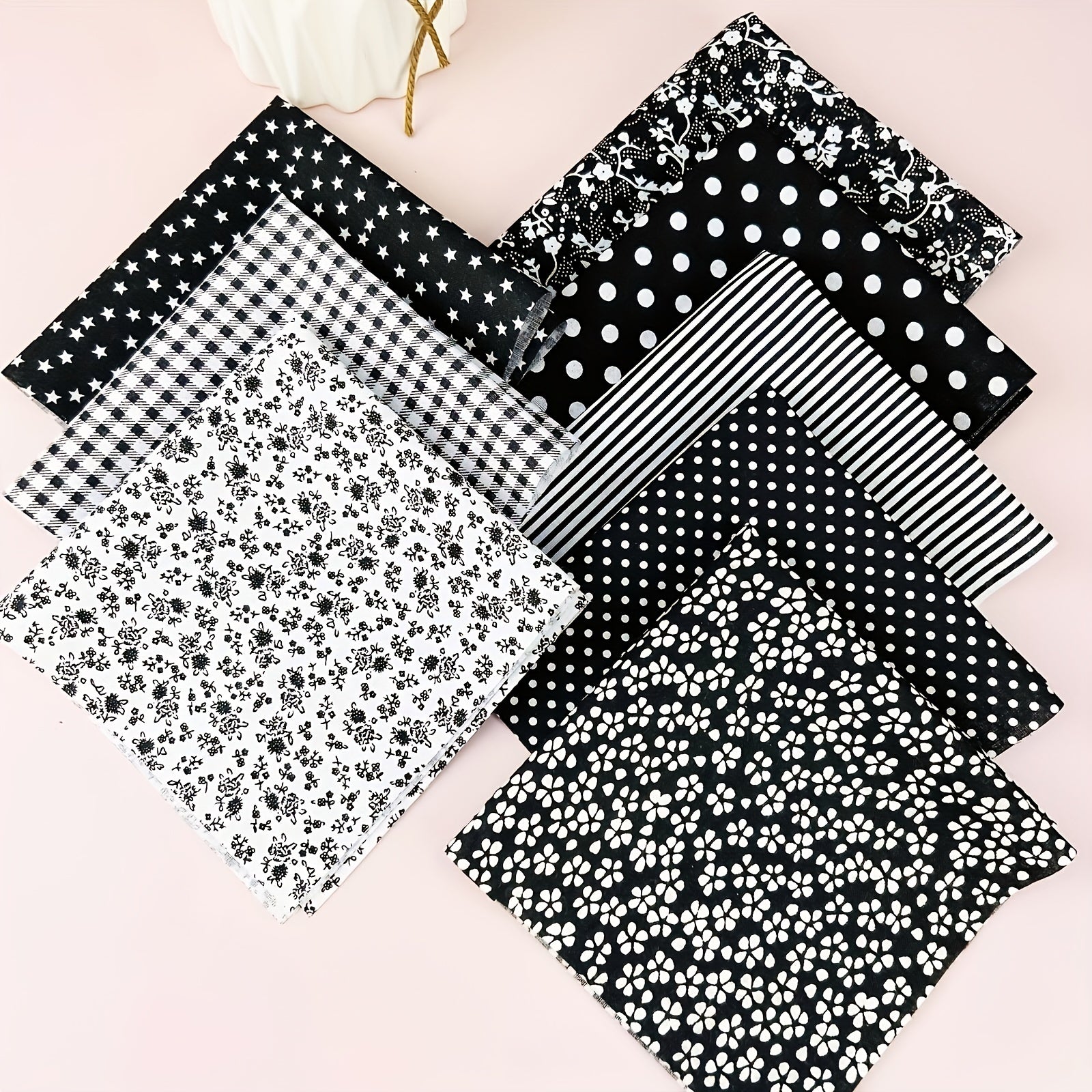 8pcs Cotton Quilted Fabric DIY Sewing Accessories Flower Cloth 9.8in