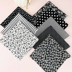 8pcs Cotton Quilted Fabric DIY Sewing Accessories Flower Cloth 9.8in