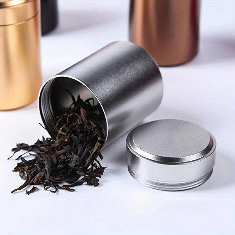 Silvery Airtight Aluminum Herb Stash Metal Sealed Can Tea Jar