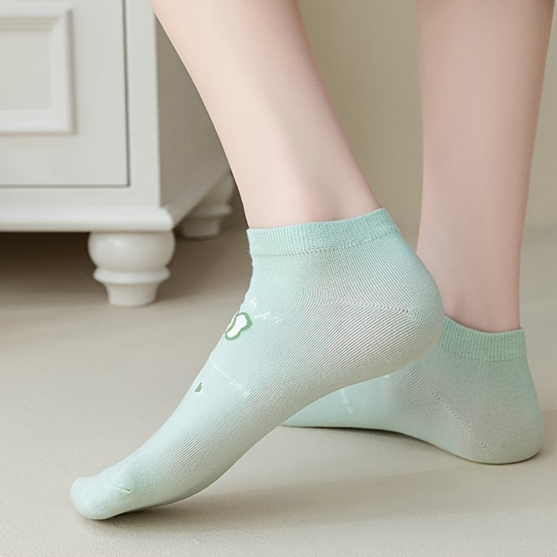 5 Pairs Fruit Print Socks & Low Cut Ankle Socks Women's Stockings