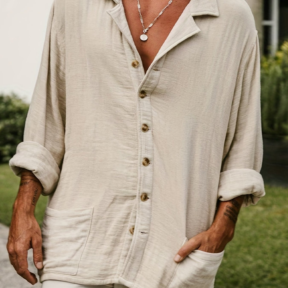 Men's Long Sleeve Retro Shirt Button Up Casual Beach Tops Party Dress