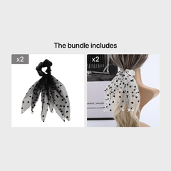 Sweet Love Heart Dot Mesh Hair Scrunchies Women Elastic Hair Ties
