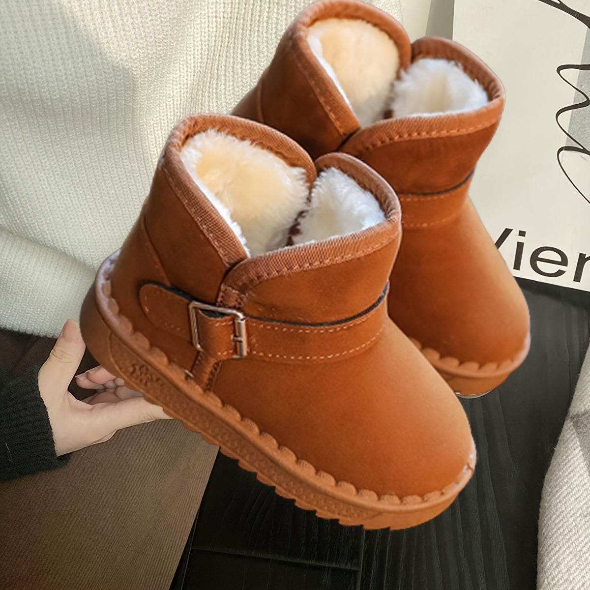 Vintage Snow Boots For Girls Soft Warm Plus Fleece Outdoor Walking Hiking Winter