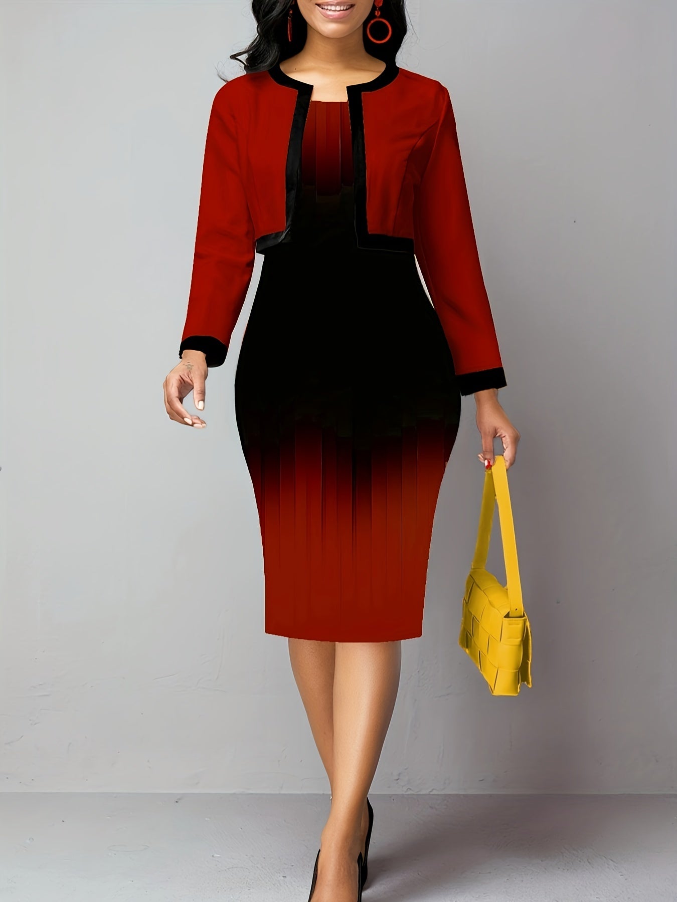 Two Piece Dress Set Jacket & Bodycon Tank Dress Women's Clothing