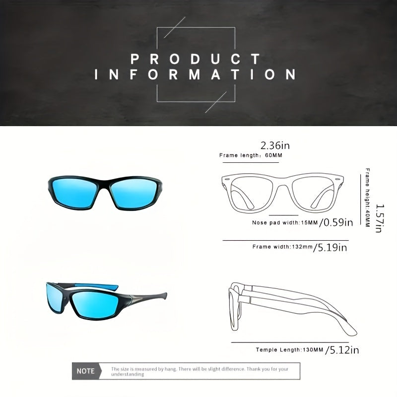 Y2K Polarized Rectangular Sunglasses Thick Frame Eyeglasses Women Fishing Wrap