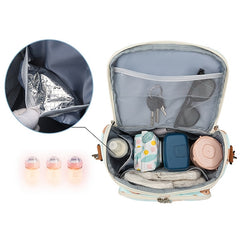 Beige Bear Print Diaper Bag - Spacious Crossbody Parent Bag