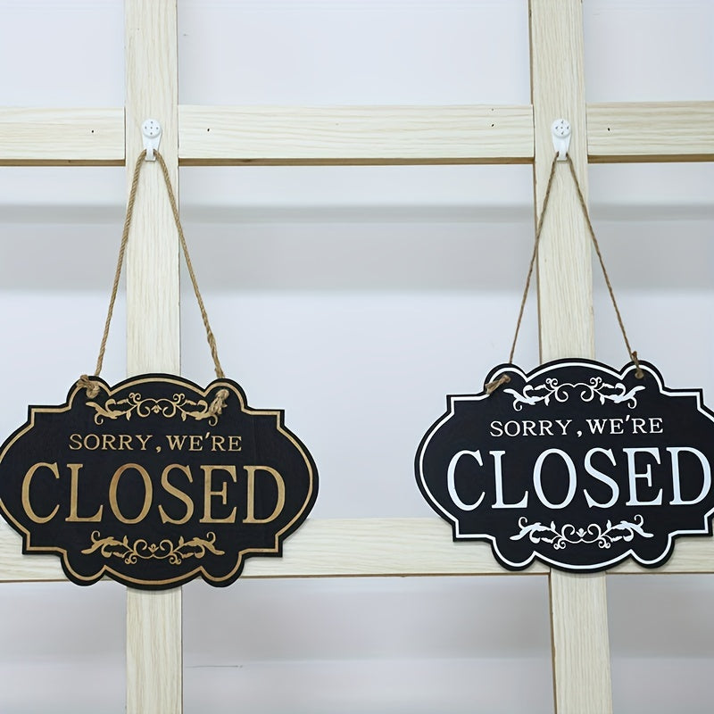 Double sided Door Sign Wooden OPEN CLOSED Bar Shop Sign