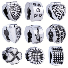 Four Leaf Clover Heart Sunflower Bead Clip Lock Charm for Bracelet