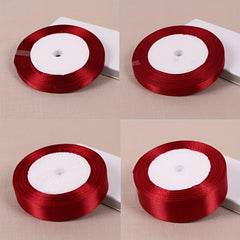 25 Yards Wine Red Silk Satin Ribbon for Weddings and DIY Projects