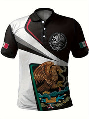 MEXICO Eagle And Snake Pattern Short Sleeve Shirt